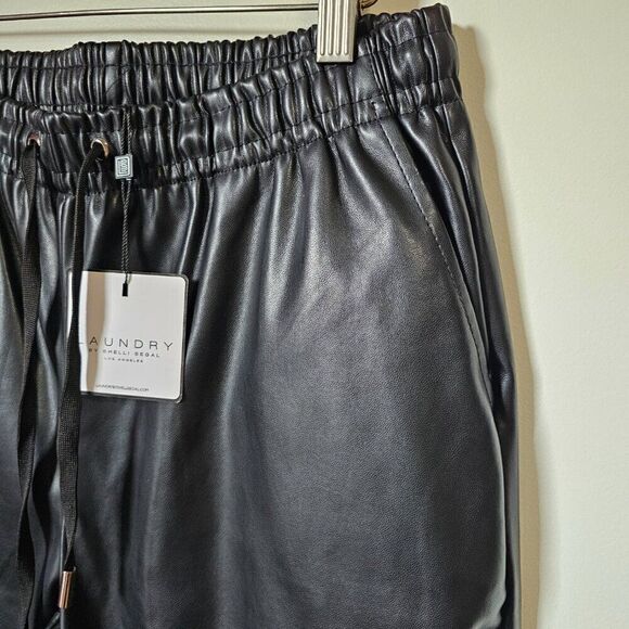 NWT LAUNDRY BY SHELLI SEGAL BLACK FAUX LEATHER TAPERED PANTS SZ M - Picture 10 of 16